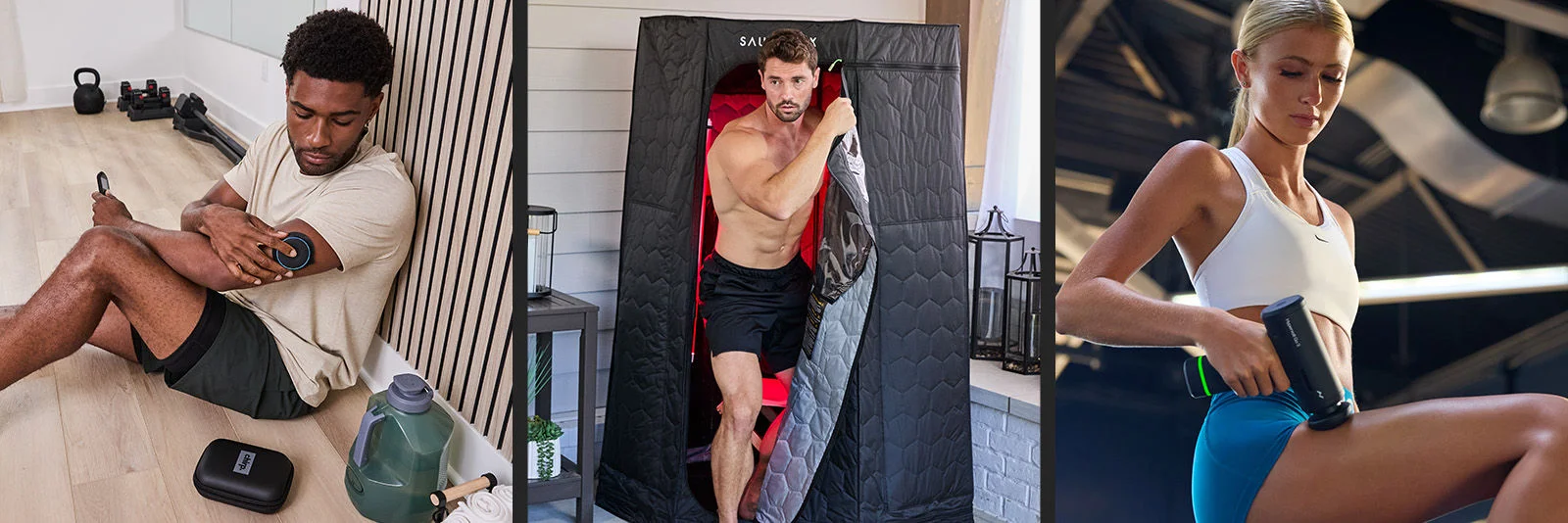 Athletes using recovery equipment