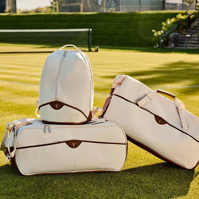 Bags on tennis court.