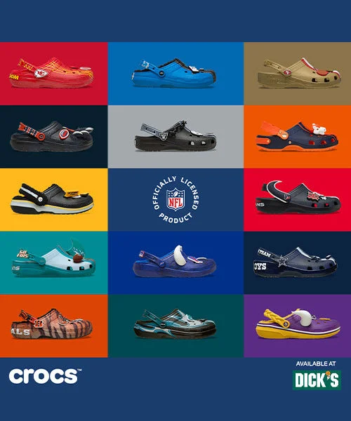 NFL Crocs available at Dick's sporting goods.