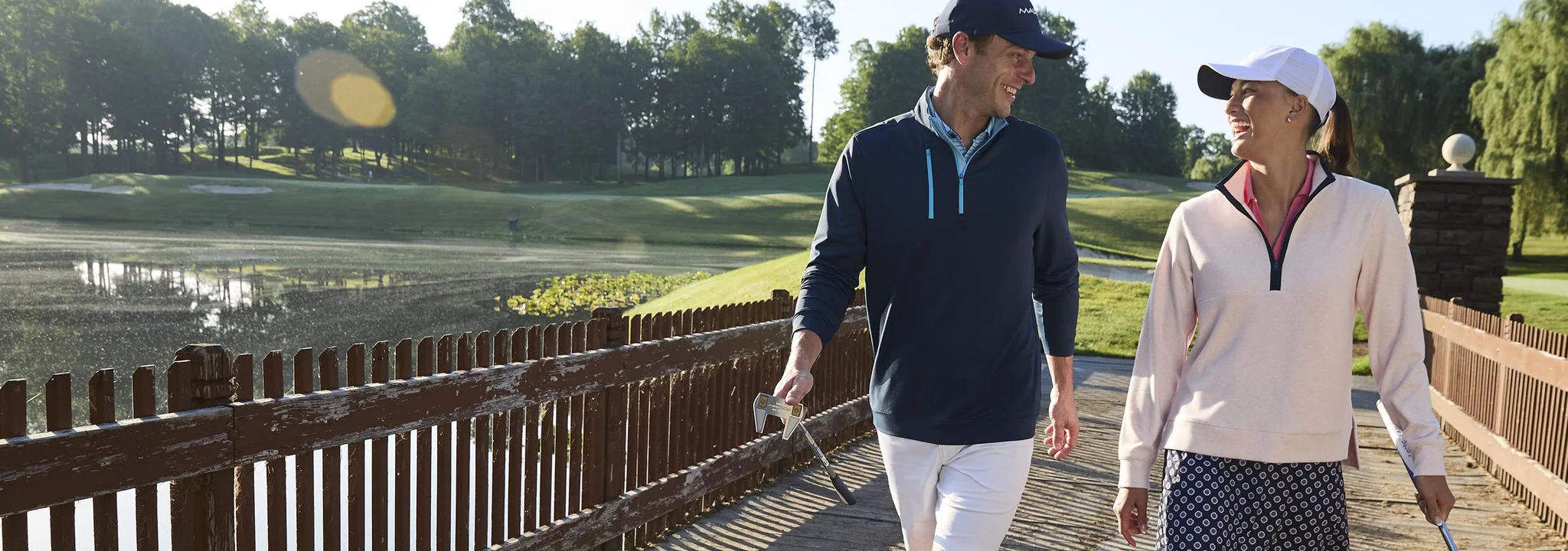 Male and female golfers.