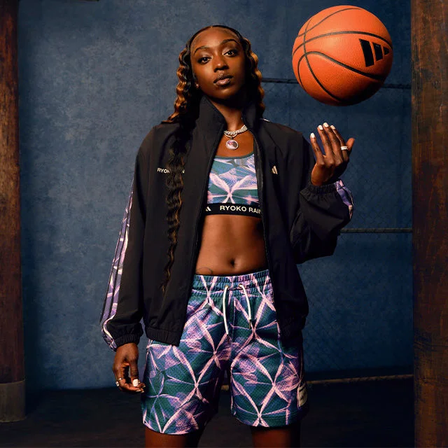 Athlete in basketball environment.