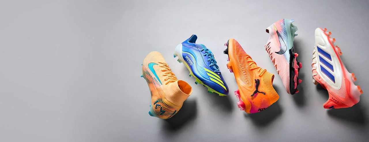 Pile of cleats from top brands. 