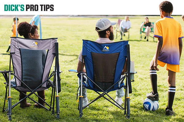 Foldable chairs at soccer game.