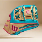 Wilson baseball glove in vibrant colors
