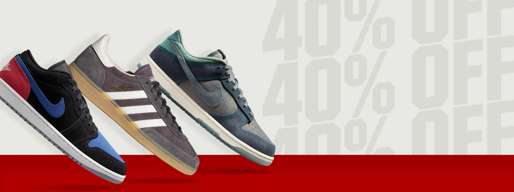 40% off shoes on sale.
