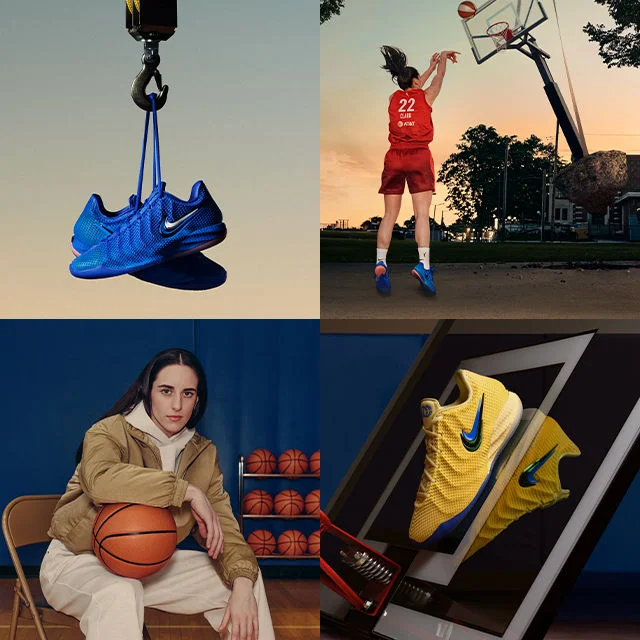 Image collage of Caitlin Clark and shoes
