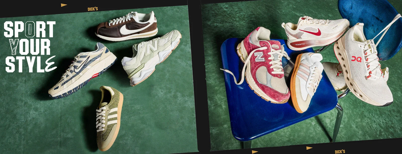 Piles of shoes from top brands in a school locker and on a desk. 