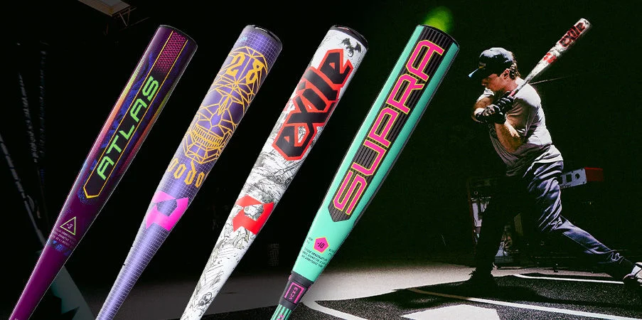 Baseball bats overlayed on lifestyle image.
