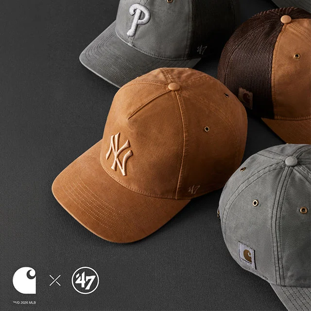 Carhartt X 47 - Carhartt hats on gray studio background.