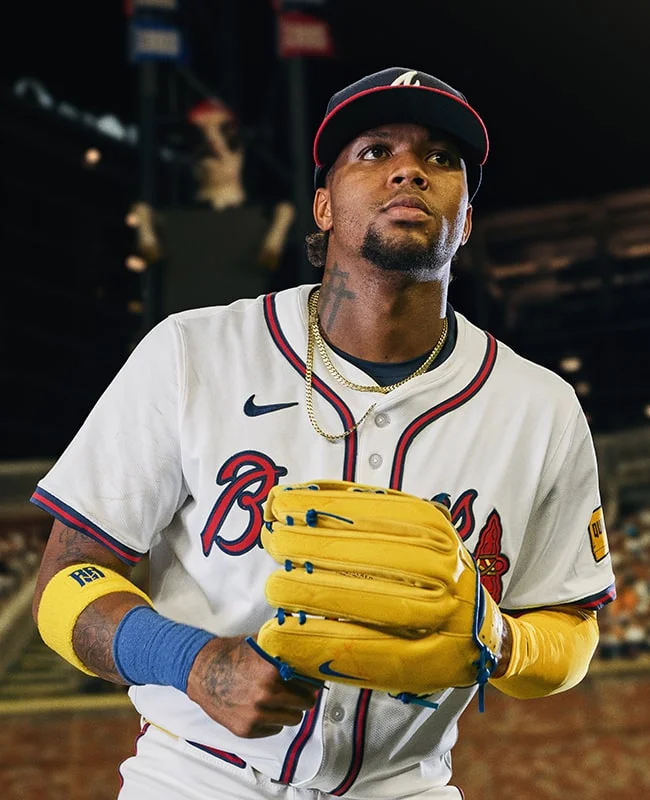 Ronald Acuña Jr. with yellow glove.