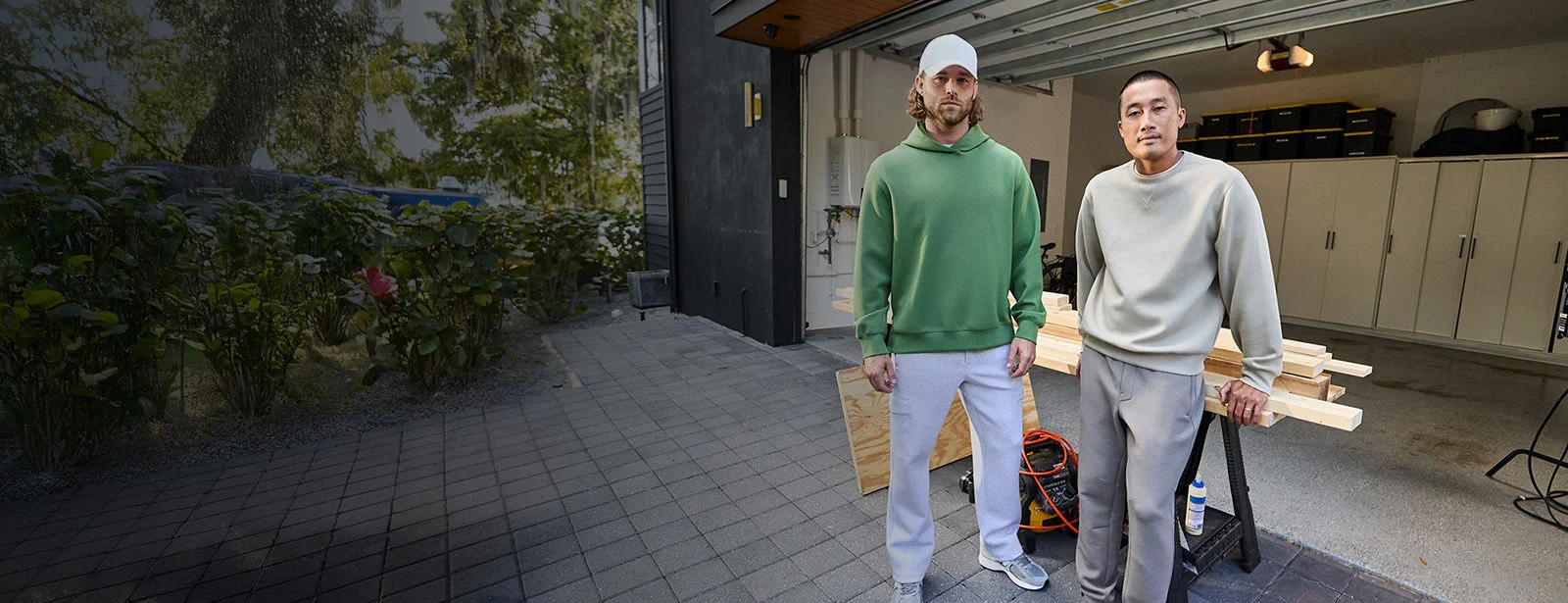 Two men wearing VRST apparel