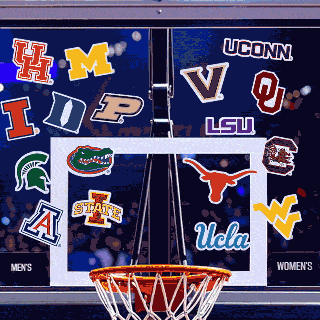 Basketball board with NCAA logos.