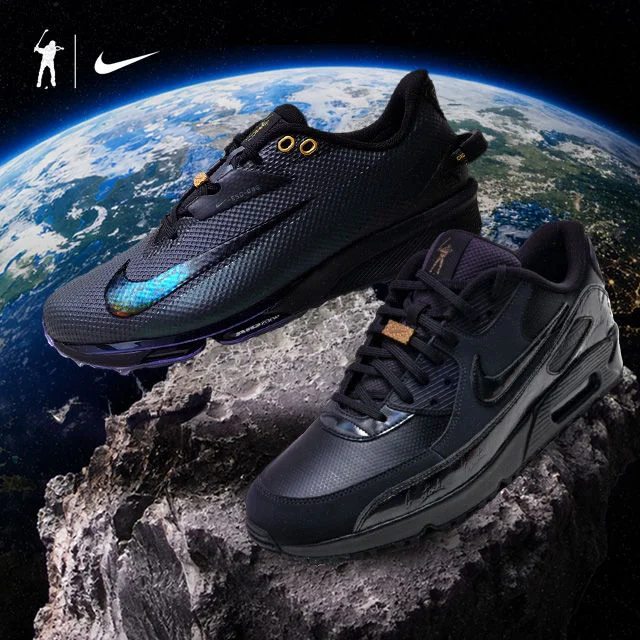 Black athletic sneakers on gradient background