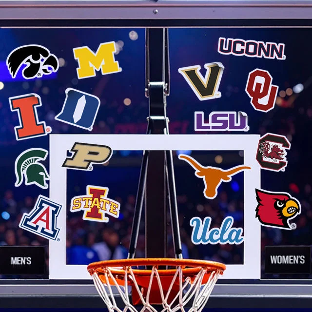 Basketball board with NCAA logos.