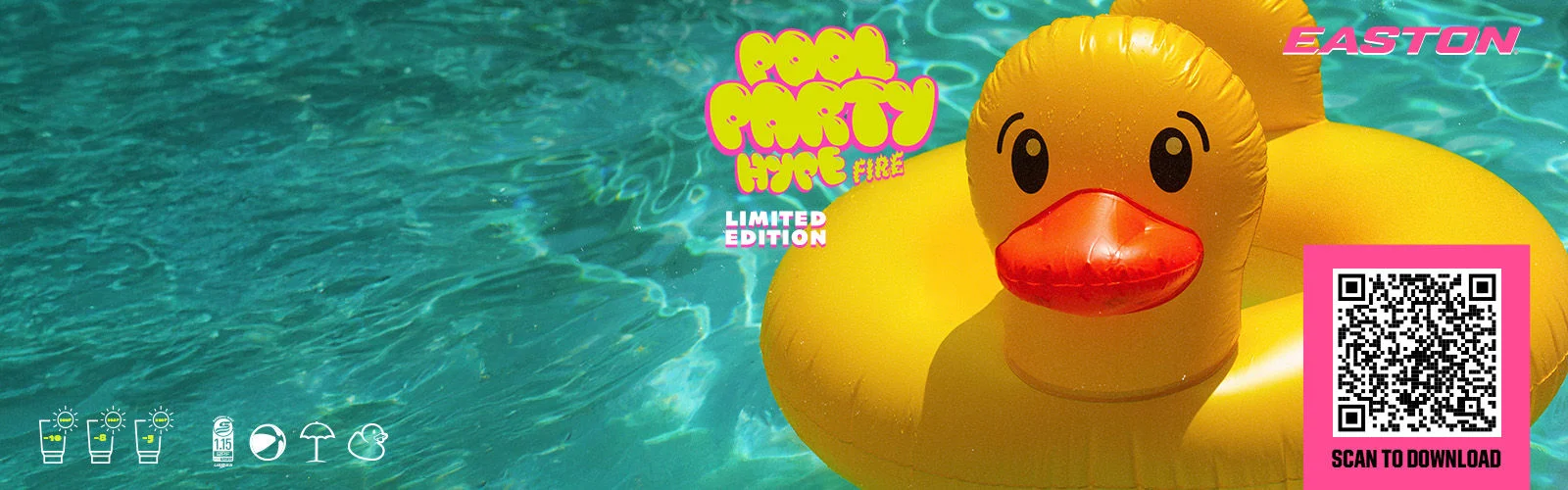 Rubber duck floating in a pool.
