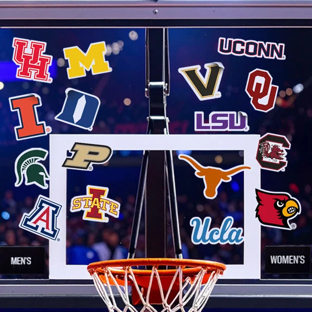 Basketball board with NCAA logos.