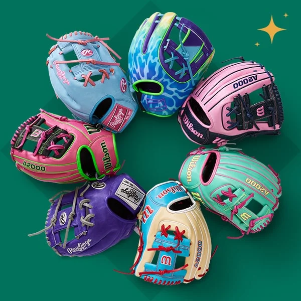 Collection of baseball gloves.