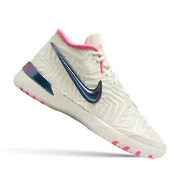 White patterned Nike shoe.
