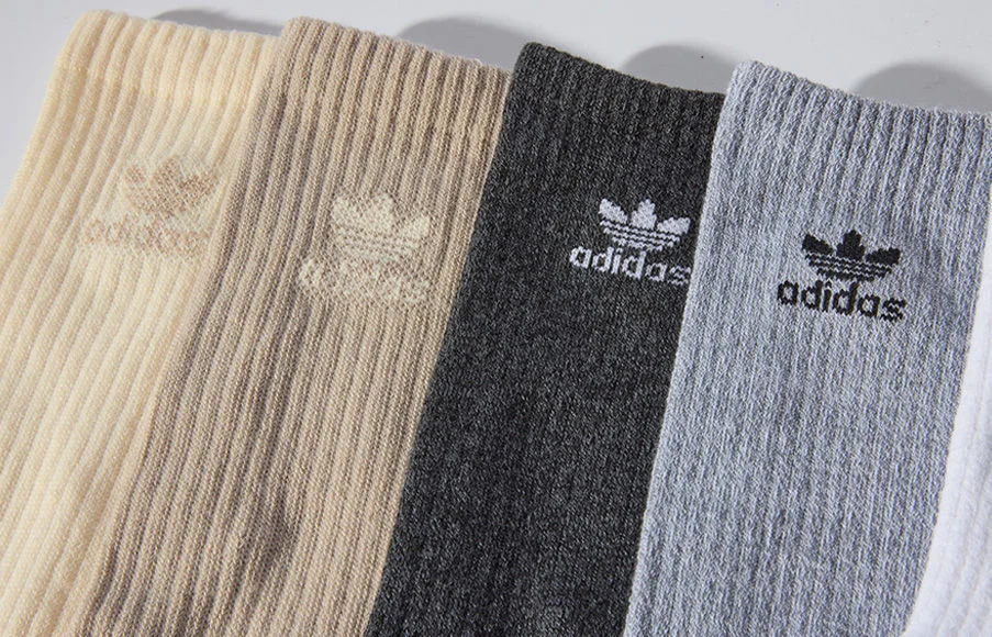 Close up of adidas socks. 