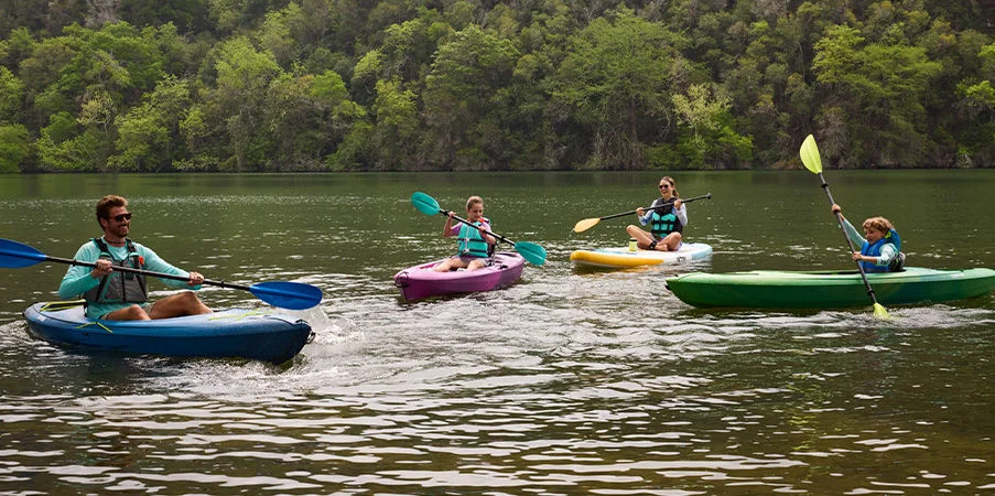 People kayaking.
