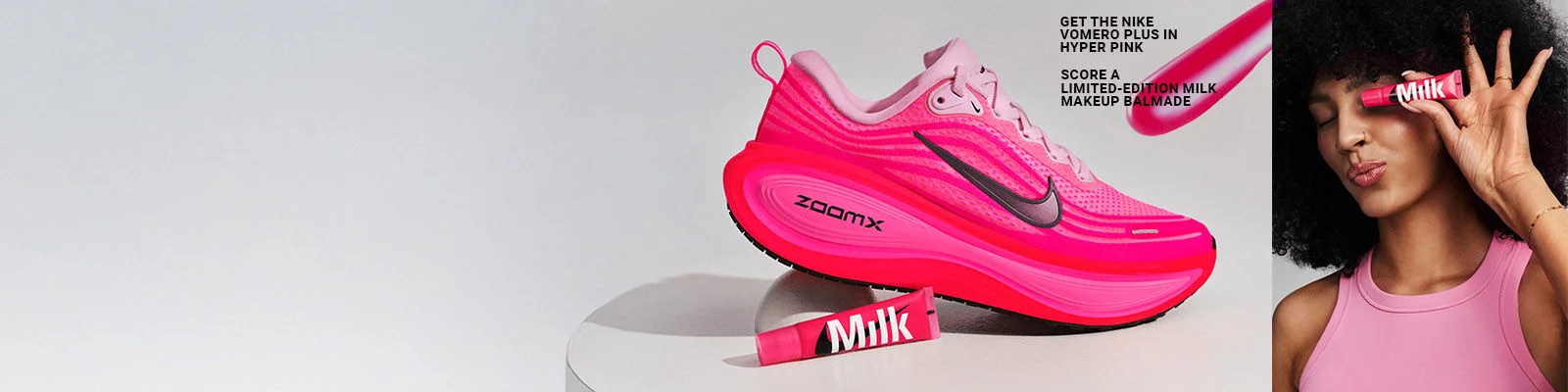 Milk Makeup Balmade with Nike Vomero Plus.