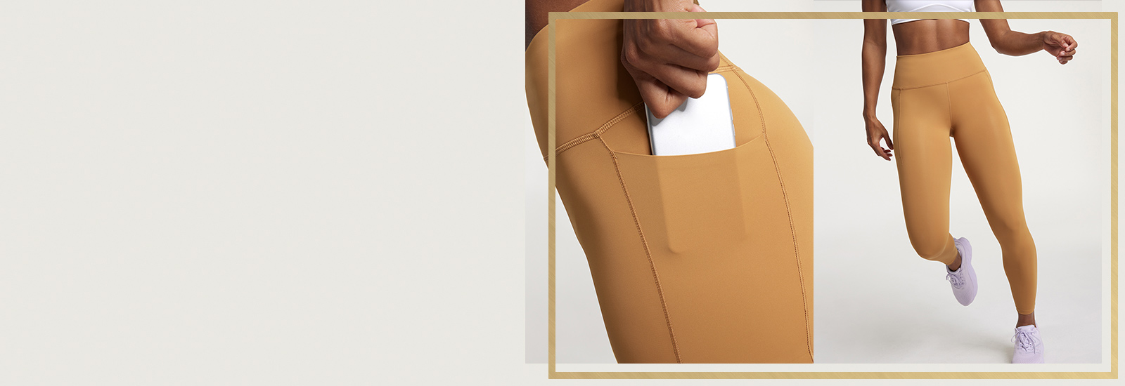 Close up of details on Calia leggings from the PowerMove collection. 