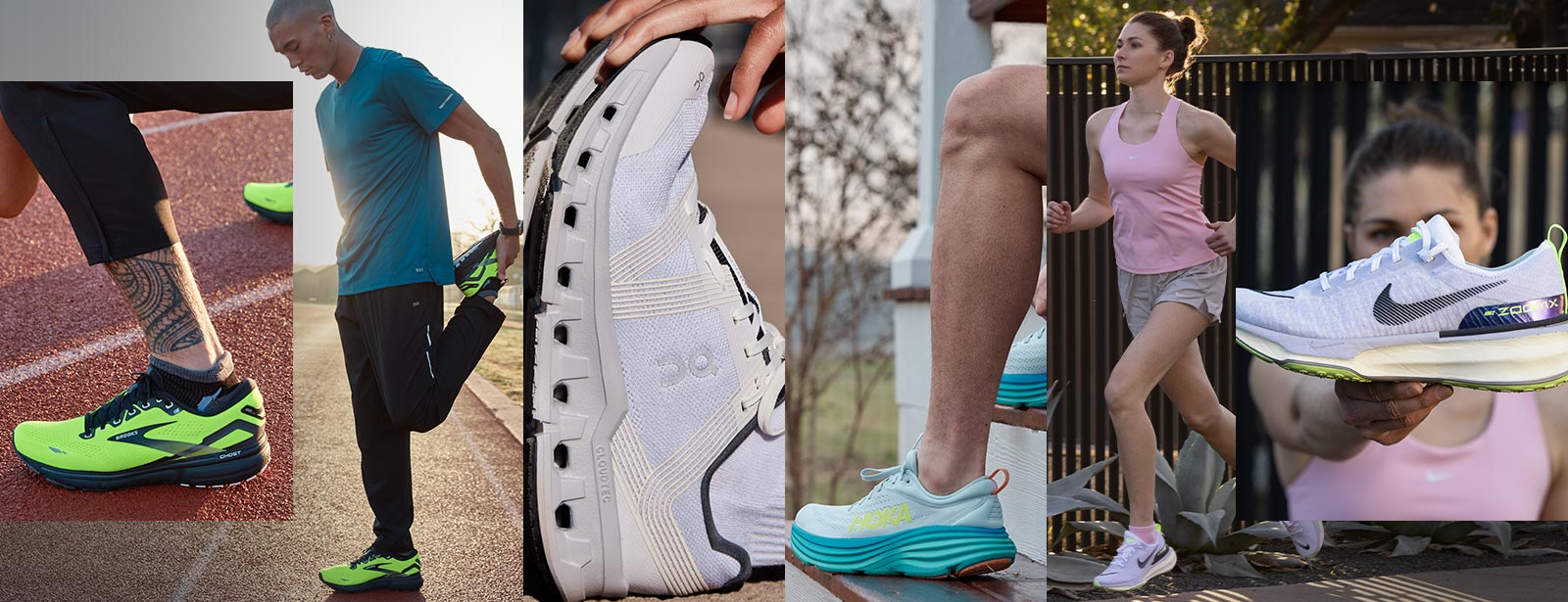A collection of runners in running footwear.
