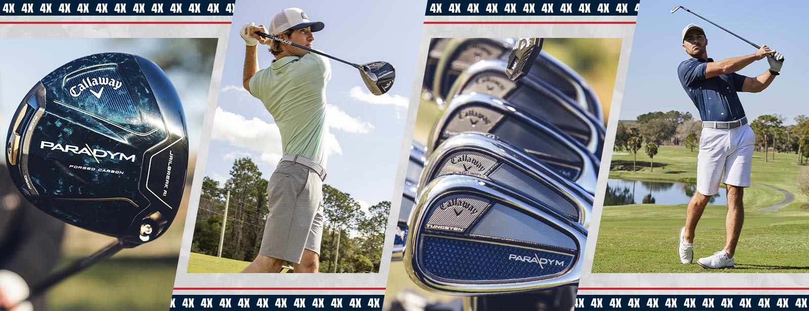 An image of Callaway Paradym drivers, fairways and irons.
