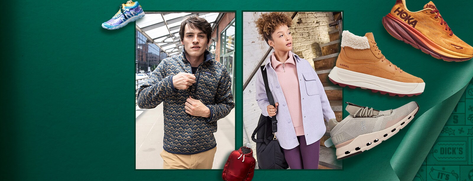 Assortment of apparel and footwear.