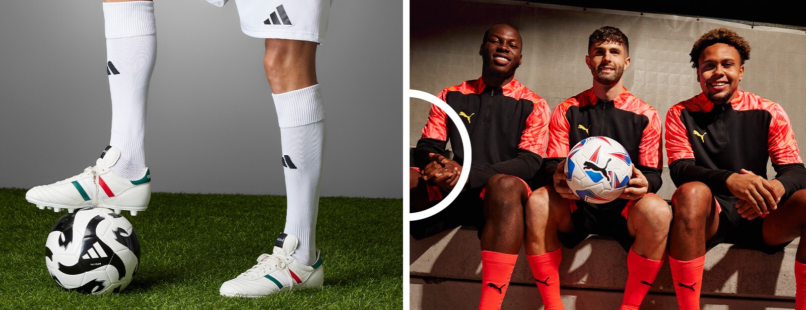 Collage showing cleats and 2024 COPA soccer ball.