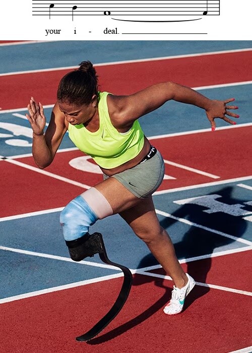 Woman running track.