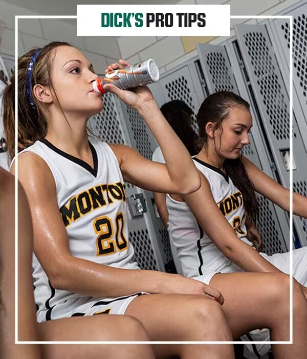 Image features girls in a locker room environment.