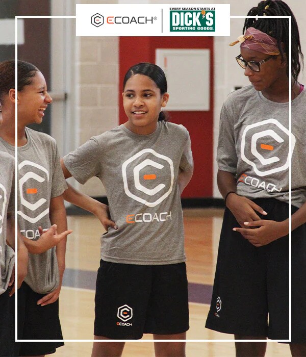 Group of girl basketball players wearing ecoach shirts