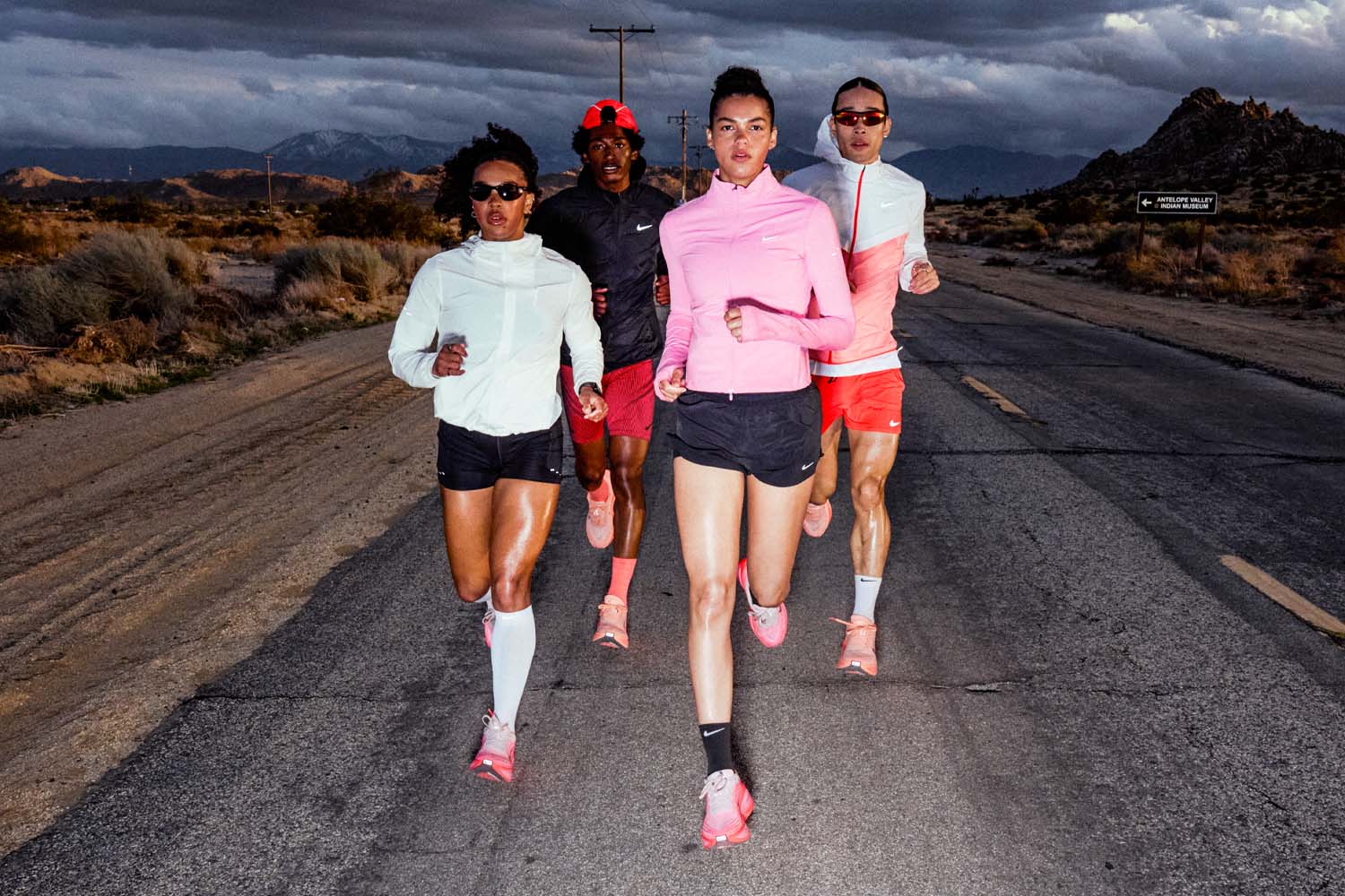 Athletes running outsidein winter