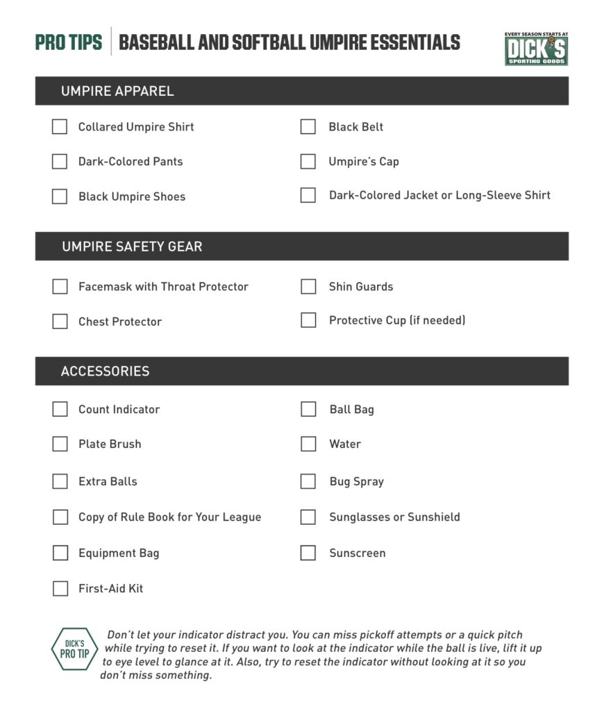 The Umpire Gear Checklist