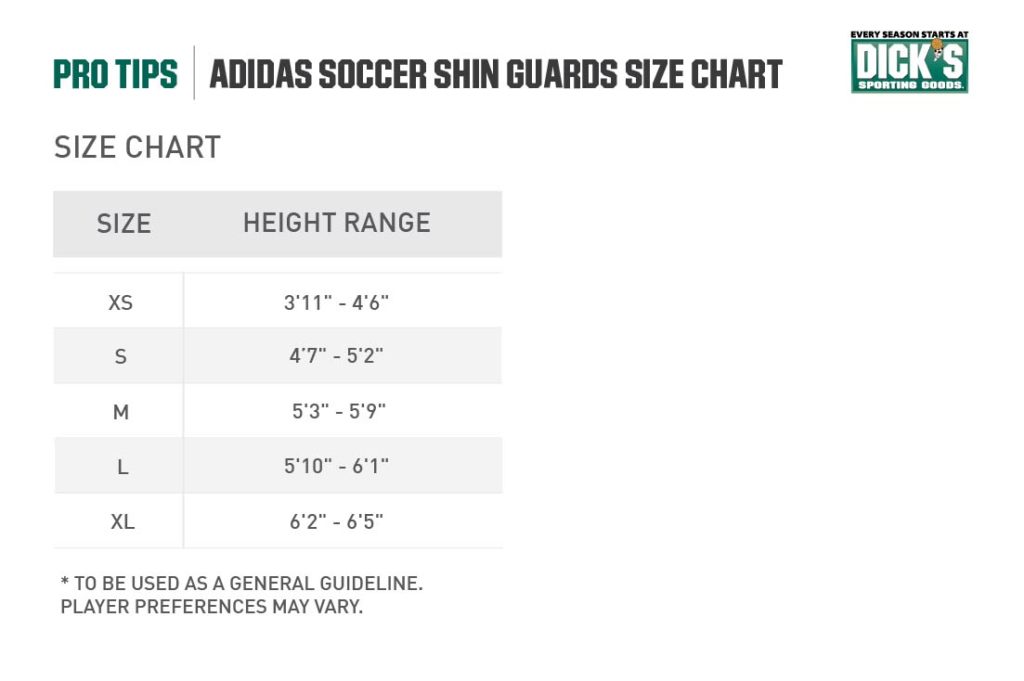 adidas® Soccer Shin Guards Size Chart/adidas® Soccer Shin Guards Size Chart