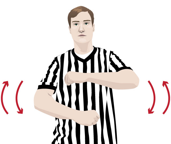 travel hand signal in basketball