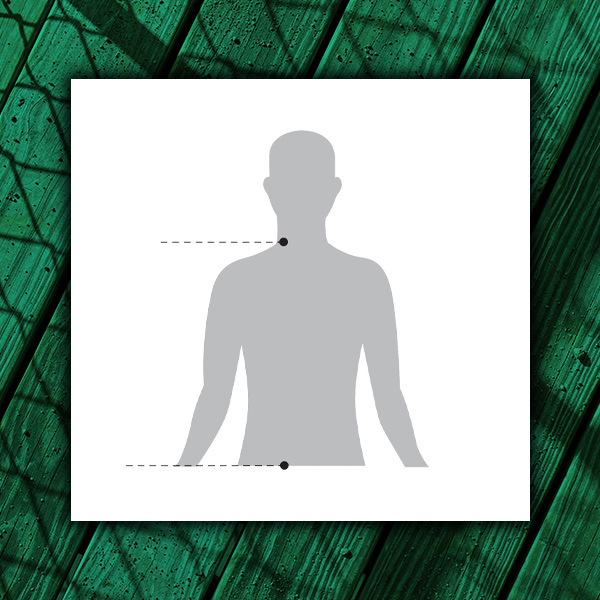 graphic of player standing pointing out top of neck and bottom of stomach 