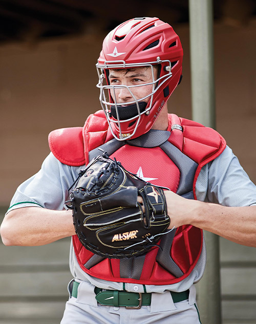 baseball catcher in full gear