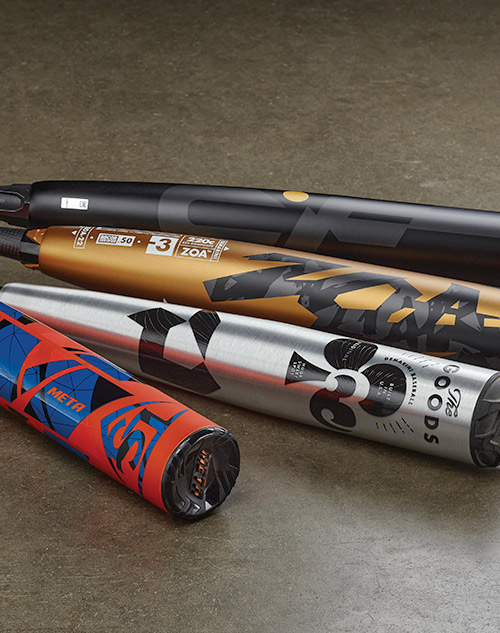 baseball bats laying on side