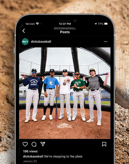 @dicksbaseball instagram shown on a smartphone
