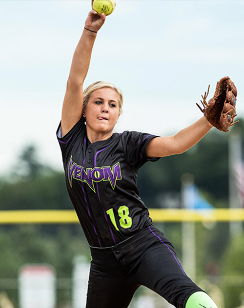 Softball pitcher throwing a ball