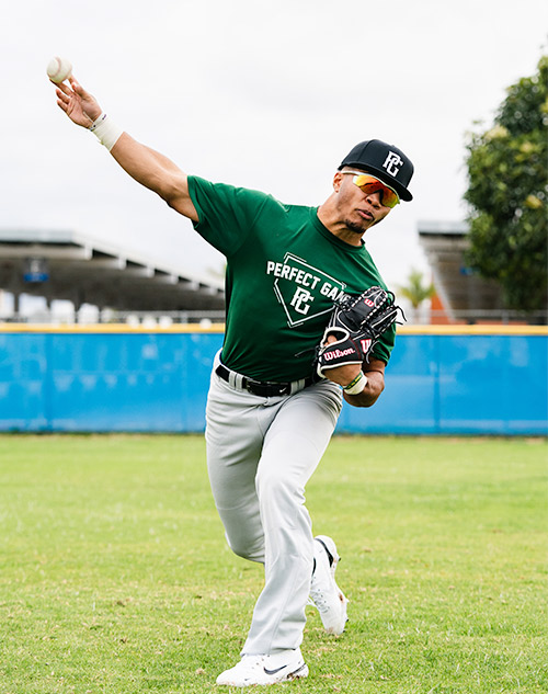 Baseball player throwing a baseball