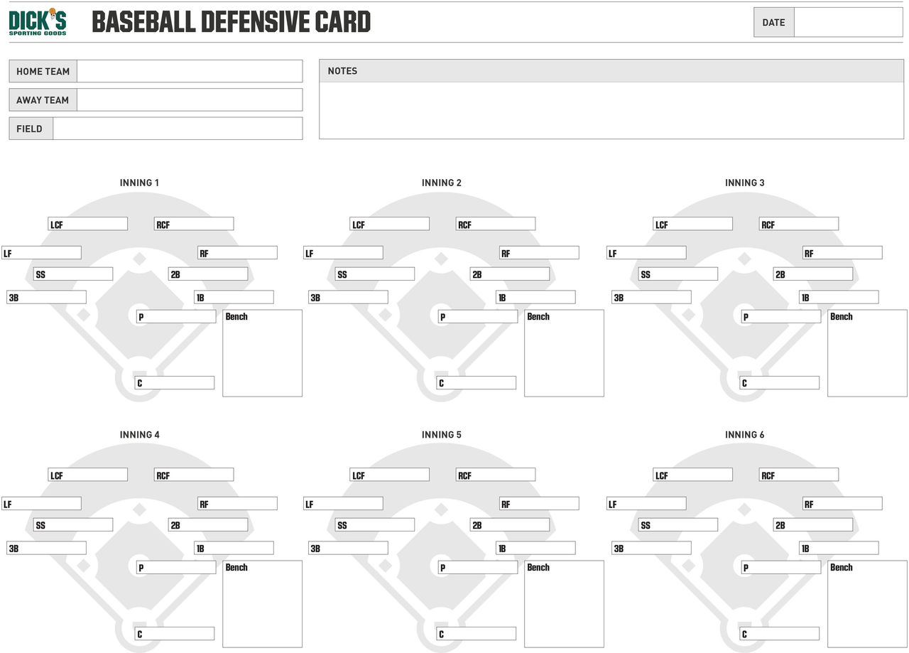Baseball defensive card. 