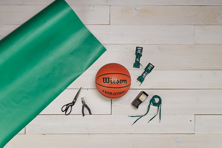Basketball and wrapping supplies