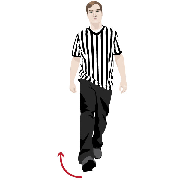 foot kicking up for tripping violation