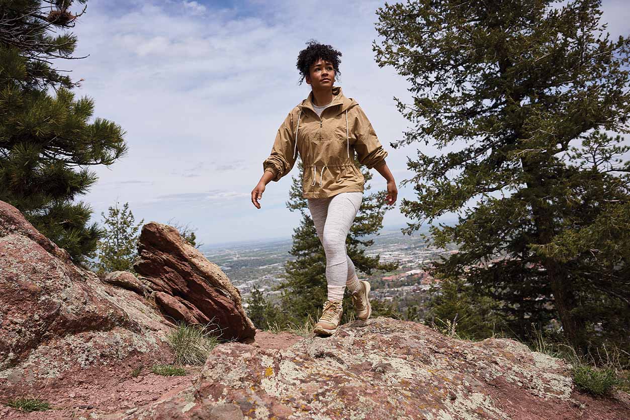 woman hiking on a mountain