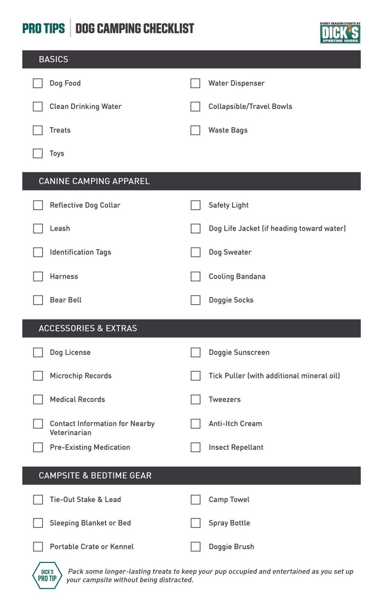 dog camping checklist