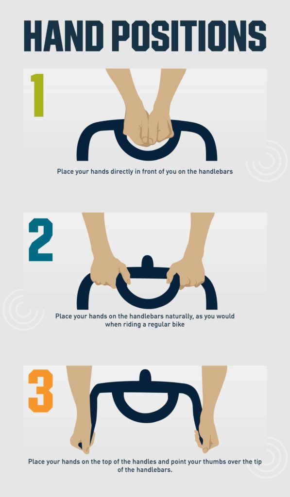 How to place your hands on the exercise bike.
