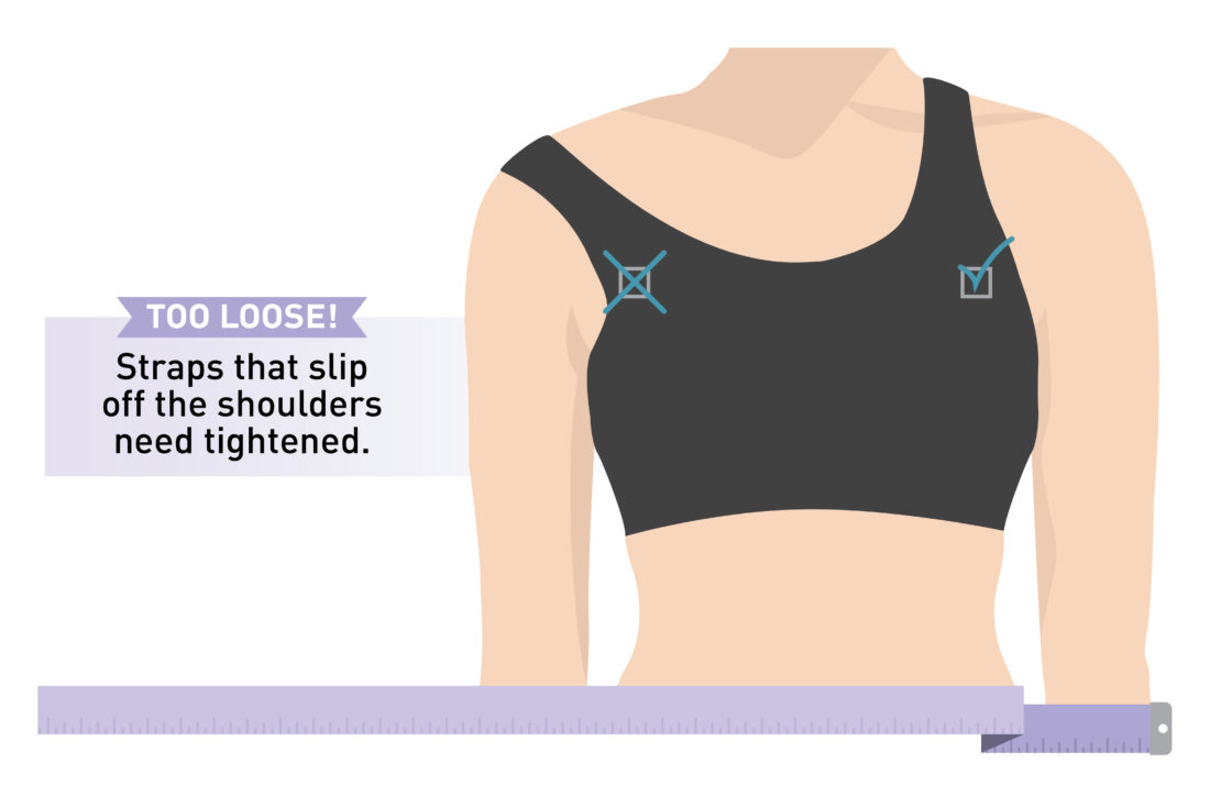 Straps that slip off the shoulders need tightened.